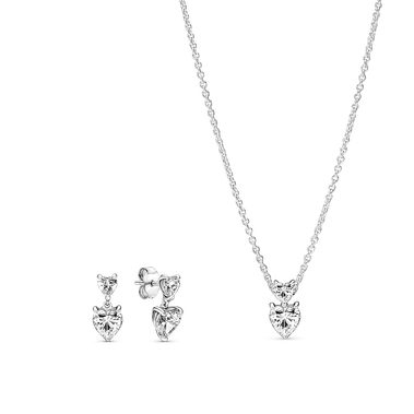 Elongated Heart Earrings and Necklace Gift Set